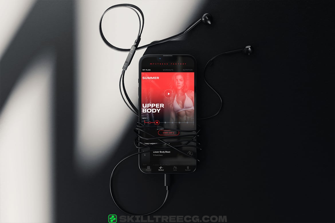 图片[4]-Smartphone With Headphones Mockup（325495）-技能树